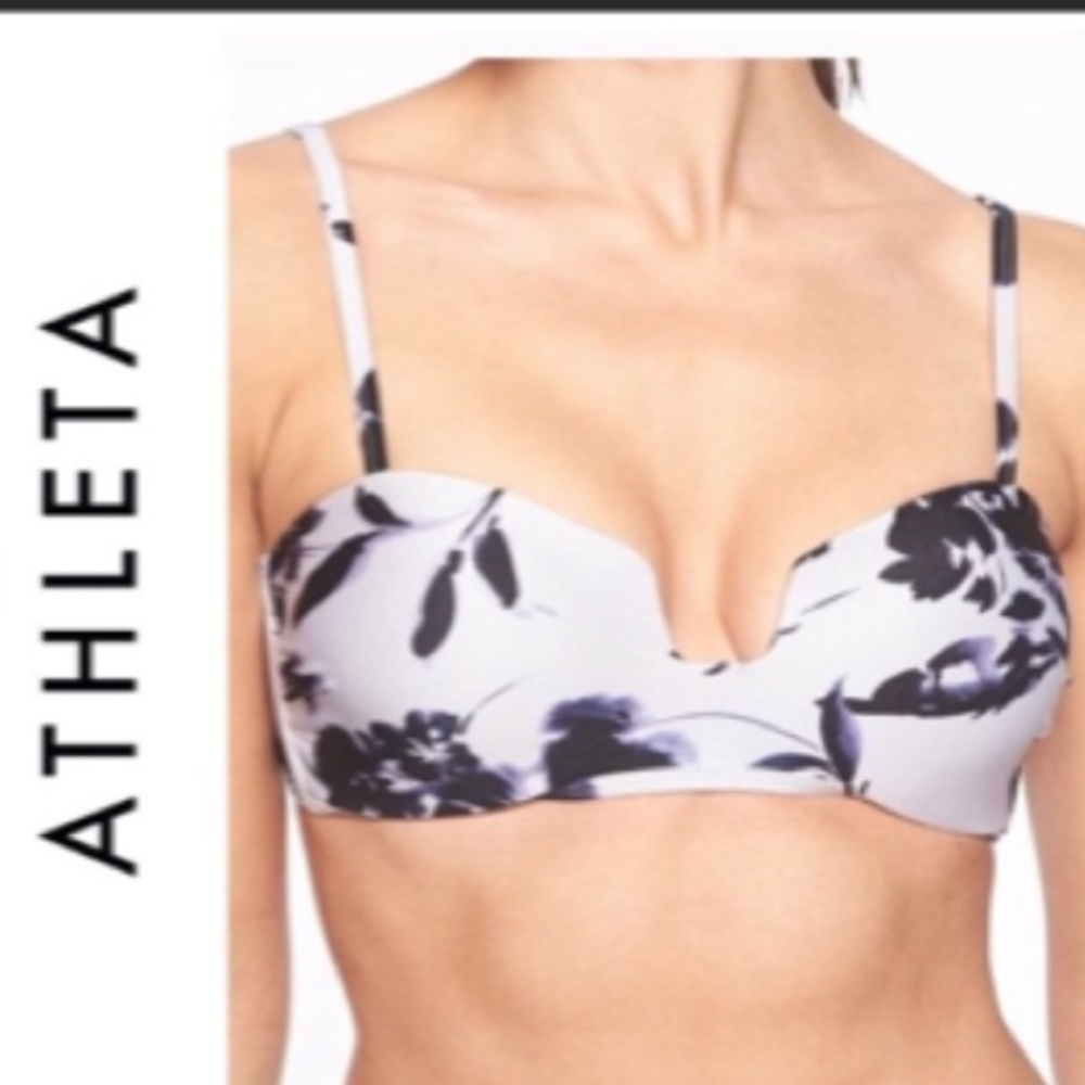 ATHLETA Aqualuxe Print Square Plunge Bikini Top.